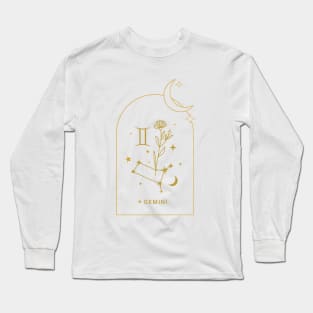 Gemini Zodiac Constellation and Flowers - Astrology and Horoscope Long Sleeve T-Shirt